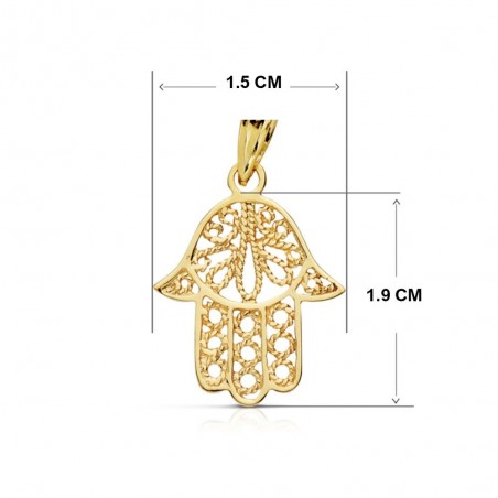 Collier - Pendentif Or 18 Carats 750/000 Main de Fatma Jaune - Chaine Dorée