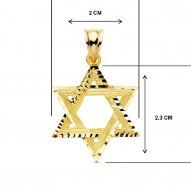 Collier - Pendentif Etoile de David Or Jaune - Chaine Dorée