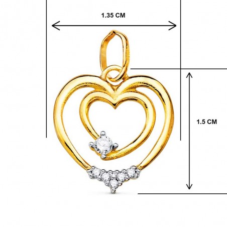 Collier - Pendentif Or 18 Carats 750/000 Jaune  - Coeur - Chaine Dorée