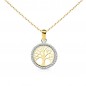 Collier - Pendentif Or 18 Carats 750/000 Jaune - Arbre de Vie Serti de Zirconiums - Chaine Dorée