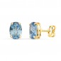 Boucles d'Oreilles Or 18 Carats 750/000 - Zirconiums Topaze Bleue