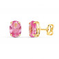 Boucles d'Oreilles Or 18 Carats 750/000 - Zirconiums Roses