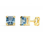 Boucles d'Oreilles Or 18 Carats 750/000 - Zirconiums Topaze Bleue