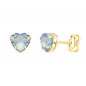 Boucles d'Oreilles Or 18 Carats 750/000 - Zirconiums Topaze Bleue