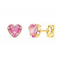 Boucles d'Oreilles Or 18 Carats 750/000 - Zirconiums Roses