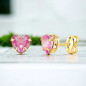 Boucles d'Oreilles Or 18 Carats 750/000 - Zirconiums Roses