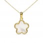 Collier - Pendentif Fleur Or Jaune et Nacre - Chaine Dorée