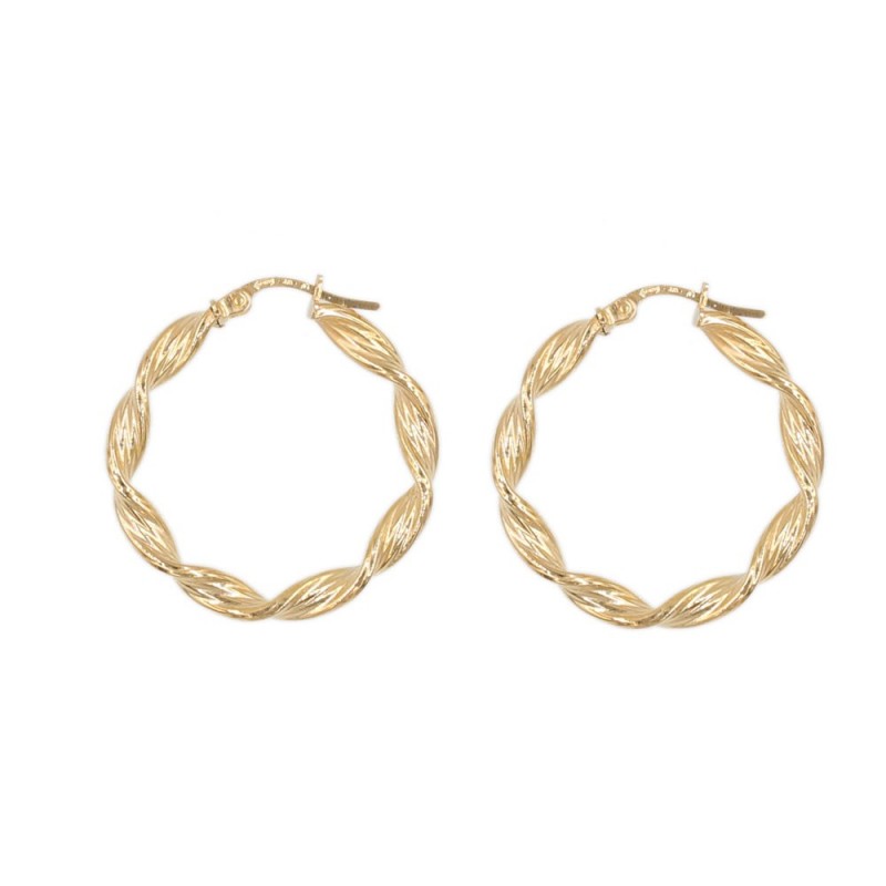 Boucles d'Oreilles Créoles Torsadées - Or Jaune - Femme