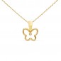 Collier - Pendentif Or 18 Carats 750/000 Jaune Motif Papillon - Chaine Dorée