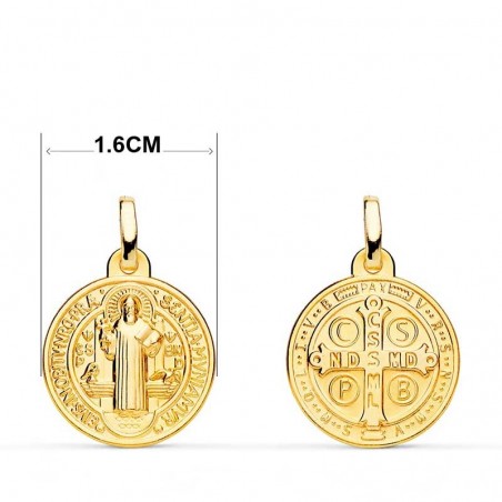 Collier - Médaille Scapulaire Saint Benoit Or Jaune - Chaîne Dorée