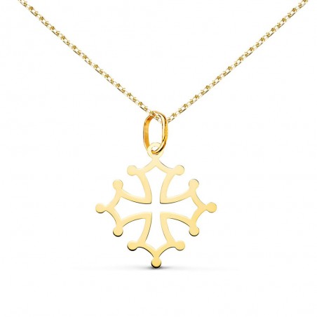 Collier - Médaille Croix Occitane Or 18 Carats 750/000 Jaune - Chaine Dorée