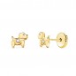 Boucles d'Oreilles Or 18 Carats 750/000 Jaune Motif Chiens