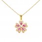 Collier - Pendentif Or 18 Carats 750/000 Jaune Motif Fleur - Chaine Dorée