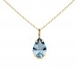 Collier - Pendentif Or Jaune 18 Carats 750/000 - Zirconium Bleu Topaze - Chaine Dorée