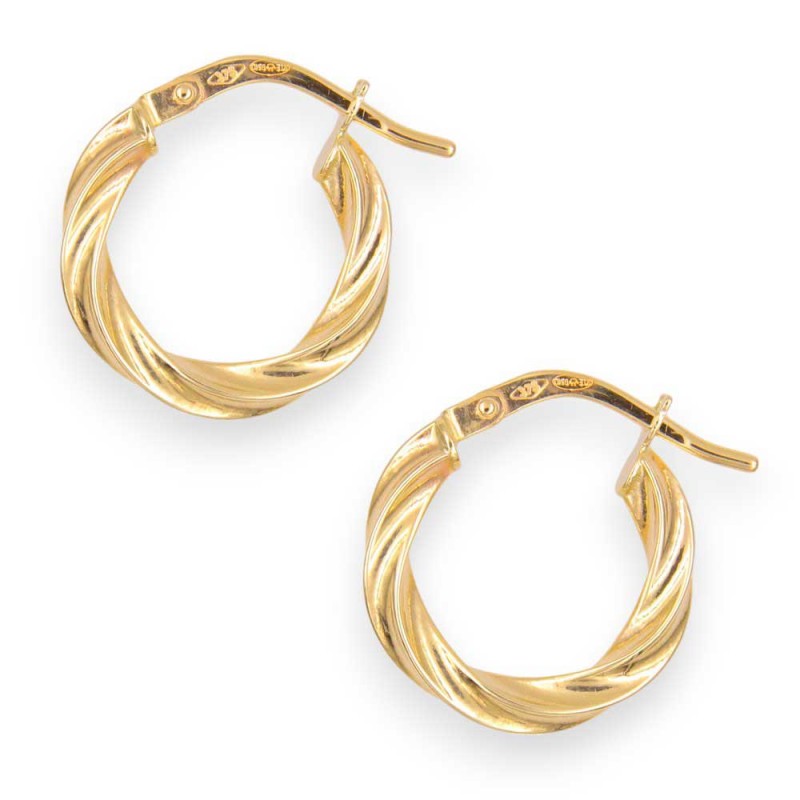 Boucles d'Oreilles Créoles - Or Jaune - Torsadées