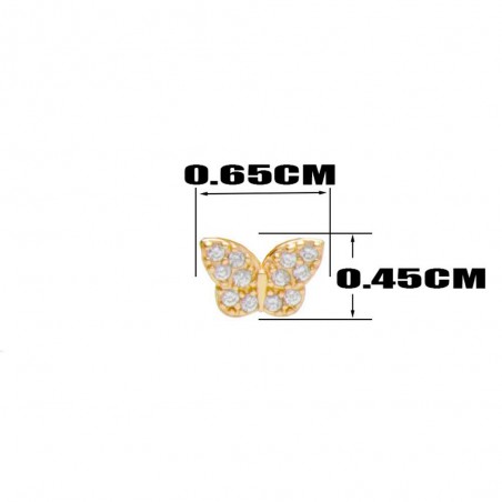 Boucles d'Oreilles Argent 925/000 Doré - Papillon Pavé de Zirconiums