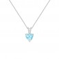 Collier - Pendentif Or Blanc Topaze Bleue Coeur - Femme