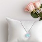 Collier - Pendentif Or Blanc Topaze Bleue Coeur - Femme