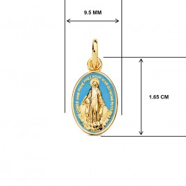 Médaille Vierge Miraculeuse Or Jaune et Email blanc  - Chaîne Dorée