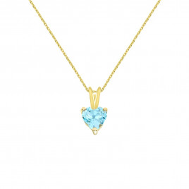 Collier - Pendentif Or Jaune Topaze Bleue Coeur - Femme