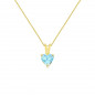 Collier - Pendentif Or 18 Carats 750/000 Jaune Topaze Bleue Coeur - Femme