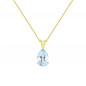 Collier - Pendentif Or 18 Carats 750/000 Jaune Topaze Bleue Coeur - Femme