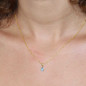 Collier - Pendentif Or 18 Carats 750/000 Jaune Topaze Bleue Coeur - Femme