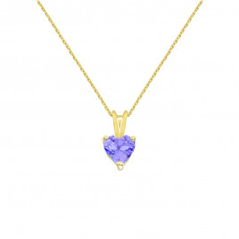 Collier - Pendentif Or 18 Carats 750/000 Jaune Amétyhste Coeur - Femme