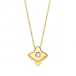 Collier Etoile Solitaire Diamant et Or 18 Carats 750/000 Jaune