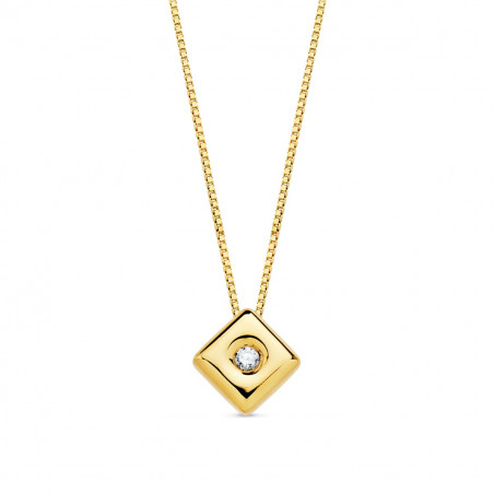 Collier Or 18 Carats 750 Jaune - Solitaire Diamant