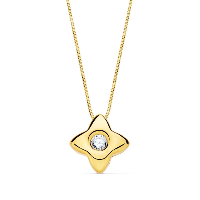 Collier Etoile Solitaire Diamant et Or 18 Carats 750/000 Jaune