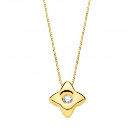 Collier Etoile Solitaire Diamant et Or 18 Carats 750/000 Jaune