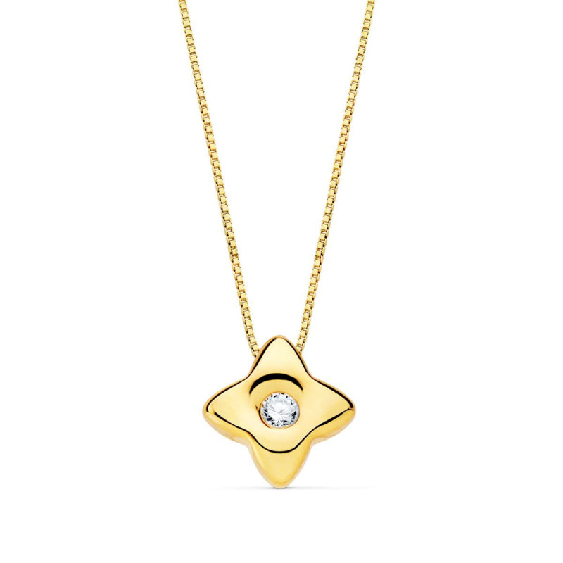 Collier Etoile Solitaire Diamant et Or 18 Carats 750/000 Jaune