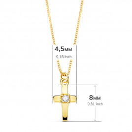 Collier Croix Or 18 Carats 750/000 Jaune et Diamant