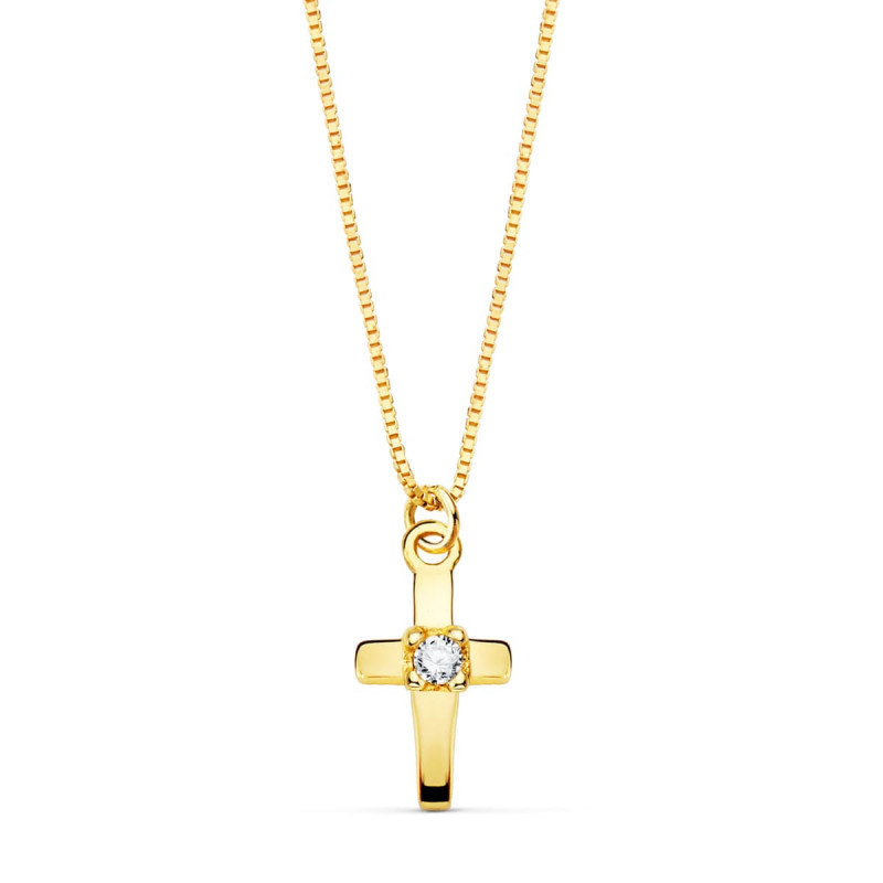 Collier Croix Or 18 Carats 750/000 Jaune et Diamant