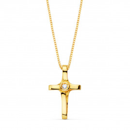 Collier Croix Or 18 Carats 750/000 Jaune et Diamant