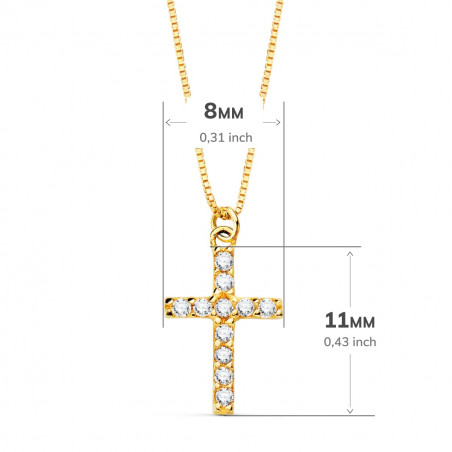 Collier Croix Or 18 Carats 750/000 Jaune et Diamants