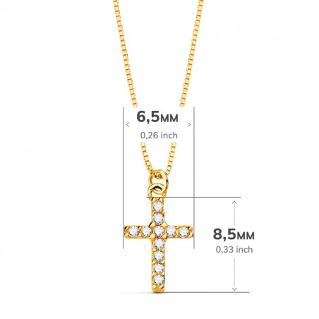 Collier Croix Or 18 Carats 750/000 Jaune et Diamants