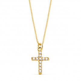 Collier Croix Or 18 Carats 750/000 Jaune et Diamants