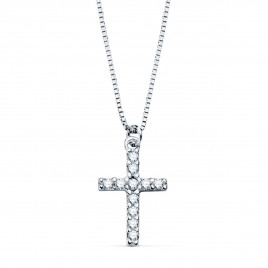 Collier Croix Or 18 Carats 750/000 Blanc et Diamants