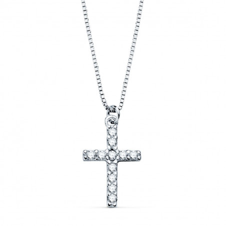 Collier Croix Or 18 Carats 750/000 Blanc et Diamants