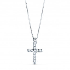 Collier Croix Or 18 Carats 750/000 Blanc et Diamants