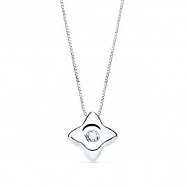 Collier Solitaire Etoile Diamant et Or 18 Carats 750/000 Blanc