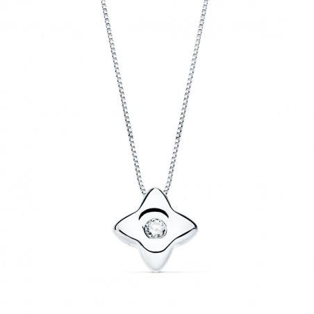 Collier Solitaire Etoile Diamant et Or 18 Carats 750/000 Blanc