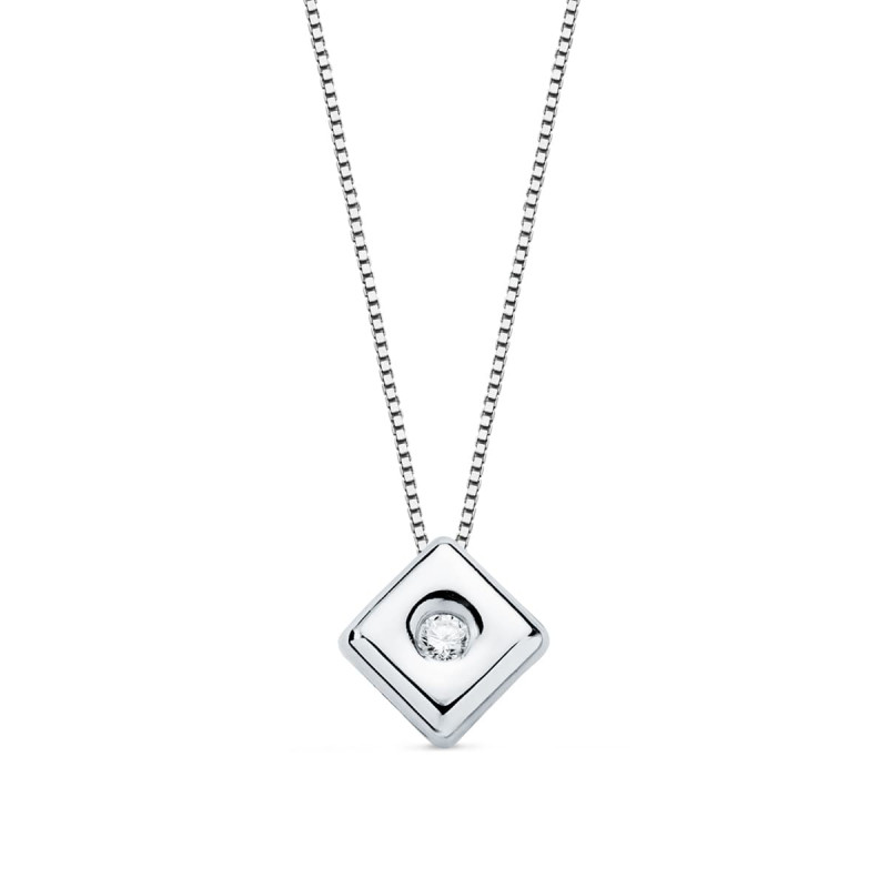 Collier Solitaire Diamant et Or 18 Carats 750/000 Blanc