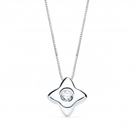 Collier Solitaire Diamant et Or 18 Carats 750/000 Blanc