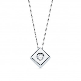 Collier Solitaire Diamant et Or 18 Carats 750/000 Blanc