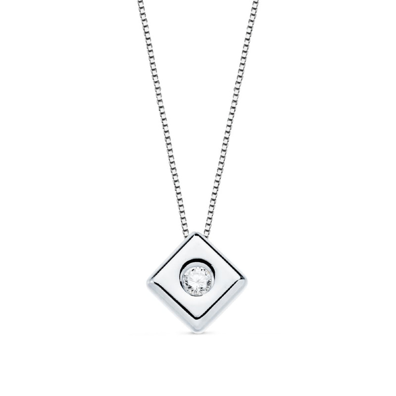 Collier Solitaire Diamant et Or 18 Carats 750/000 Blanc