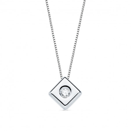 Collier Solitaire Diamant et Or 18 Carats 750/000 Blanc