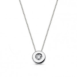 Collier Solitaire Diamant et Or 18 Carats 750/000 Blanc